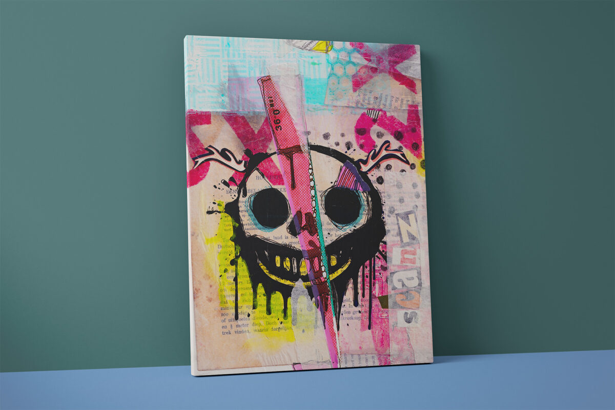 Origineel kunstwerk op canvas – kleurrijke abstracte collage